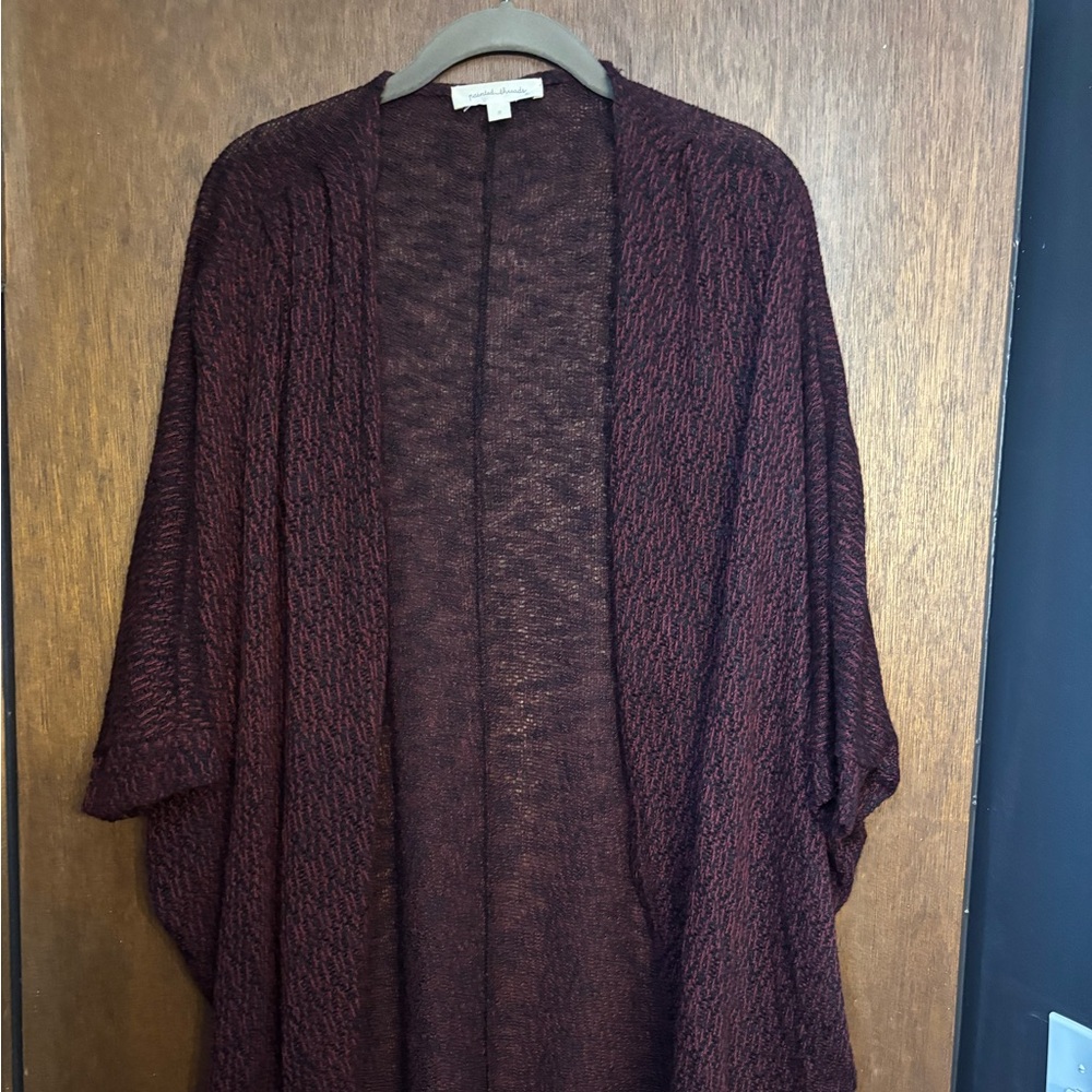 Burgundy and Black Cocoon Style Cardigan Sweater
